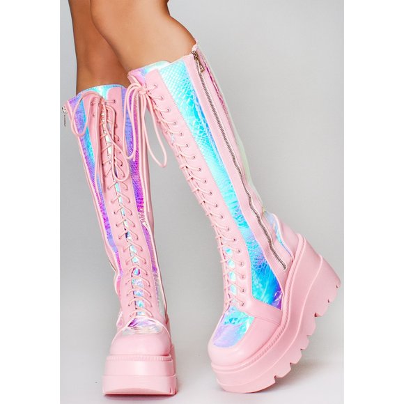 LASR Shoes - LASR Pink Poison Hi Platform Boots